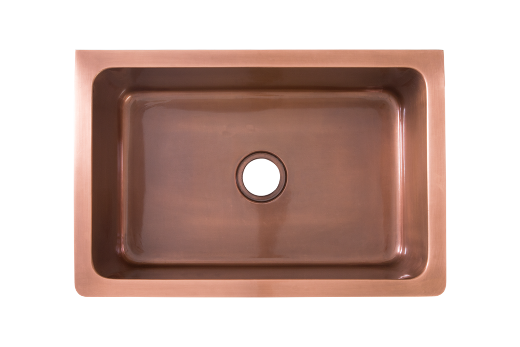 Copper Undermount Sink - 630mm by Savile Row - copper single bowl undermount sink - Top-down view without waste