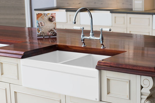 Eaton Double Bowl Sink - 833mm by Savile Row - installed lifestyle view