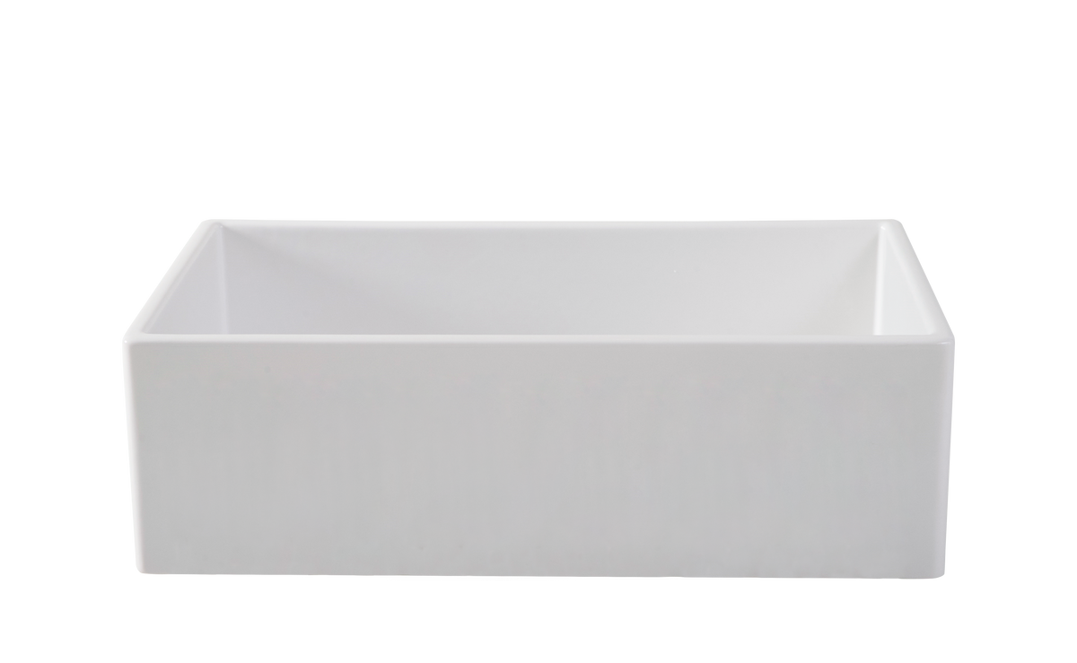 Farmhouse Sink - 838mm by Savile Row - single bowl fireclay farmhouse sink - front view