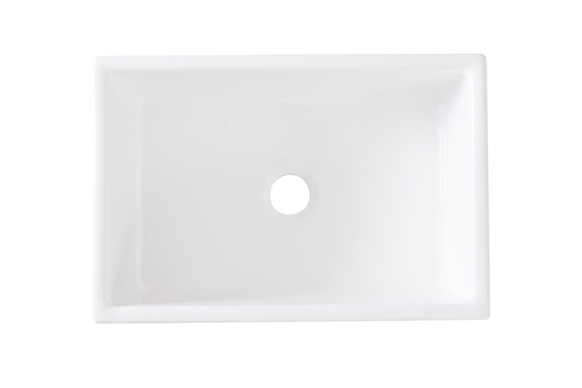 Fireclay Butler Sink - 595mm by Savile Row - single bowl fireclay butler sink - top-down view without waste