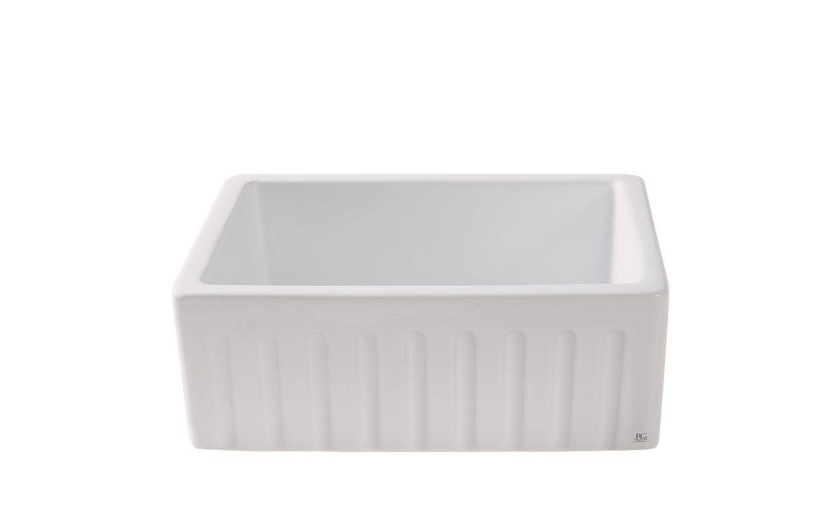 Fluted Butler Sink - 595mm by Savile Row - single bowl fluted fireclay butler sink - front view