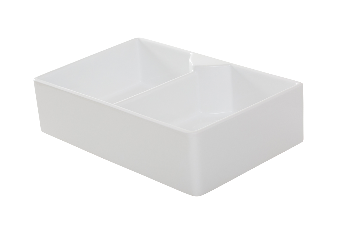 Great British Double Butler Sink - 895mm by Savile Row - angled view showing both bowls