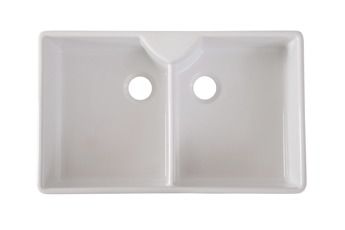 Great British Double Butler Sink - 895mm by Savile Row - top-down view without waste