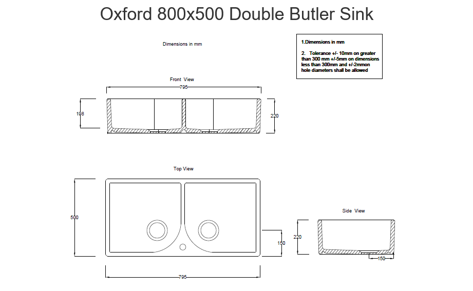 Builders Special - Double Butler Sink - 800mm
