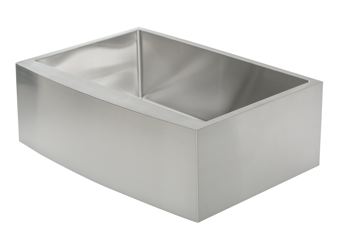 Stainless Steel Butler Sink - 762mm by Savile Row - single bowl stainless steel farmhouse sink - angled view