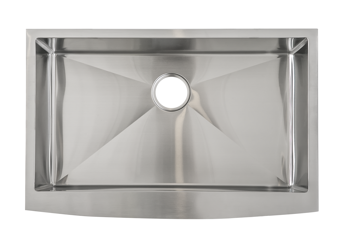 Stainless Steel Butler Sink - 762mm by Savile Row - single bowl stainless steel farmhouse sink - top-down view without waste