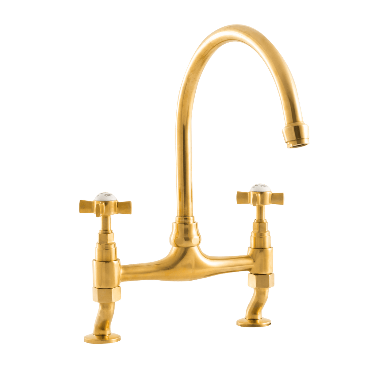 Traditional Kitchen Bridge Mixer Tap by Renaissance - Brass / Cross Handles - front view