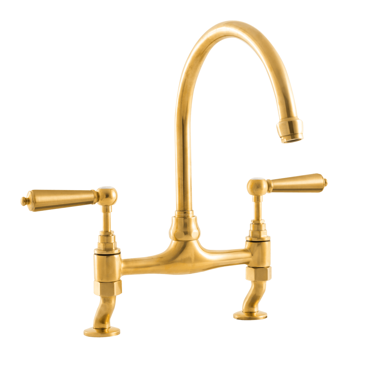 Traditional Kitchen Bridge Mixer Tap by Renaissance - Brass / Metal Lever - front view