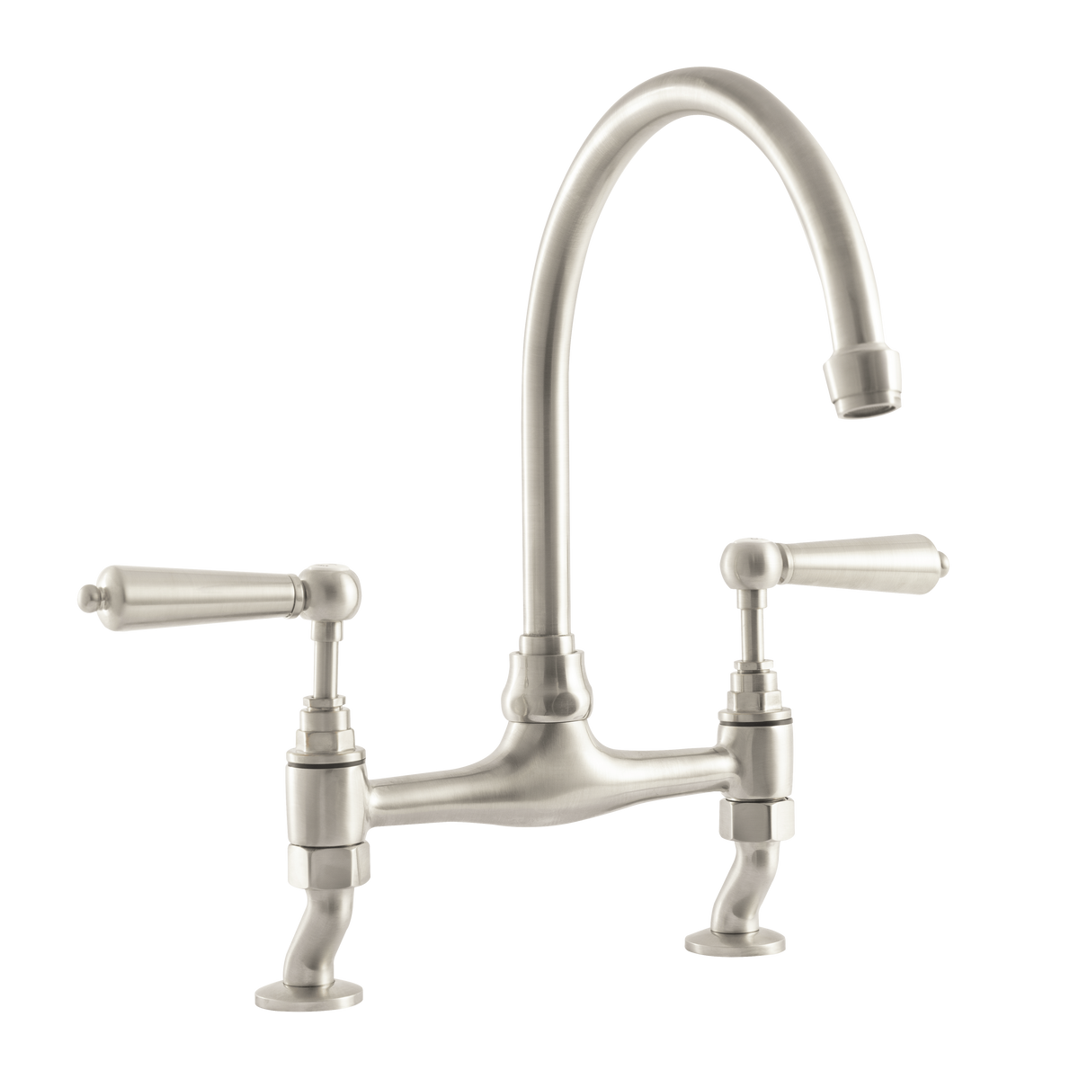 Traditional Kitchen Bridge Mixer Tap by Renaissance - Pewter / Metal Lever - front view