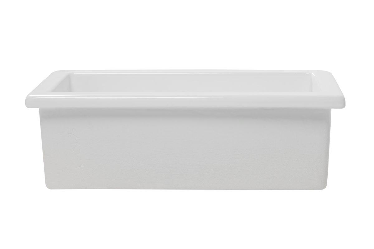 Undermount Fireclay Kitchen Sink Side Bowl - 250mm by Savile Row - angled front view - small rectangular fireclay sink