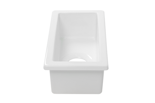 Undermount Fireclay Kitchen Sink Side Bowl - 250mm by Savile Row - front view - small rectangular fireclay sink